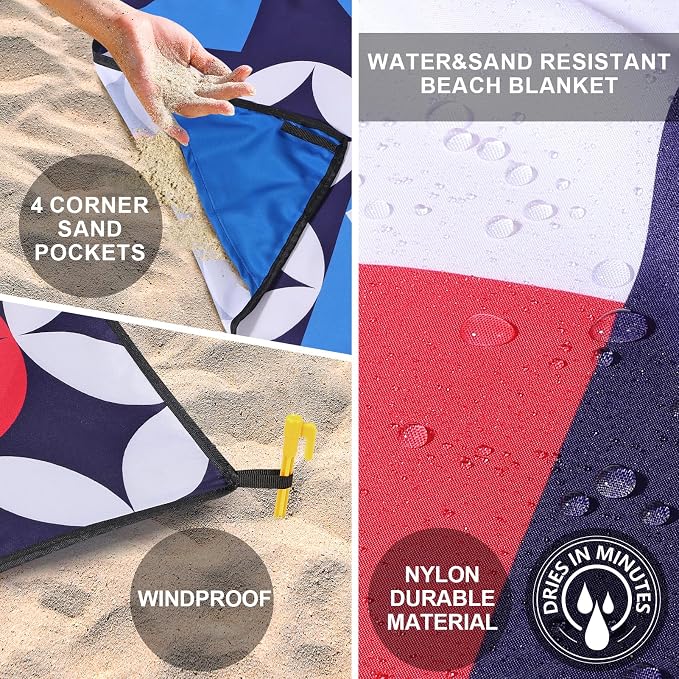 HIHOHO Beach Blanket Waterproof Sandproof Extra Large Beach Mat 79" X - Image 3