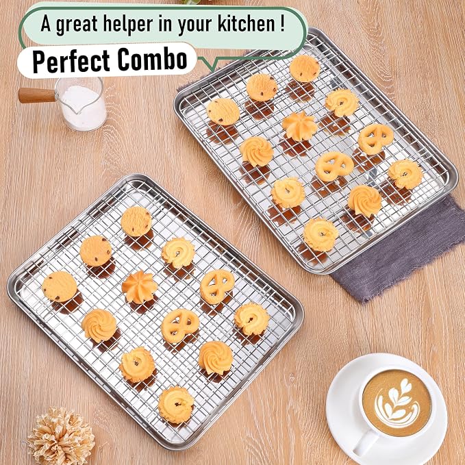 Homikit Cookie Sheet with Rack, 10 x 8 Inch Stainless Steel Cookie Sheets with - Image 6