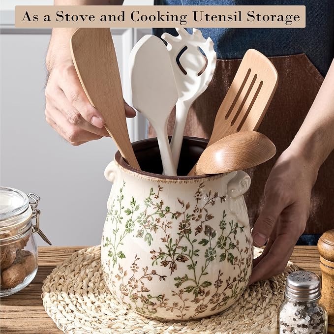 Utensil Holder for Kitchen Counter, Modern Farmhouse Rustic Cooking Utensil - Image 5