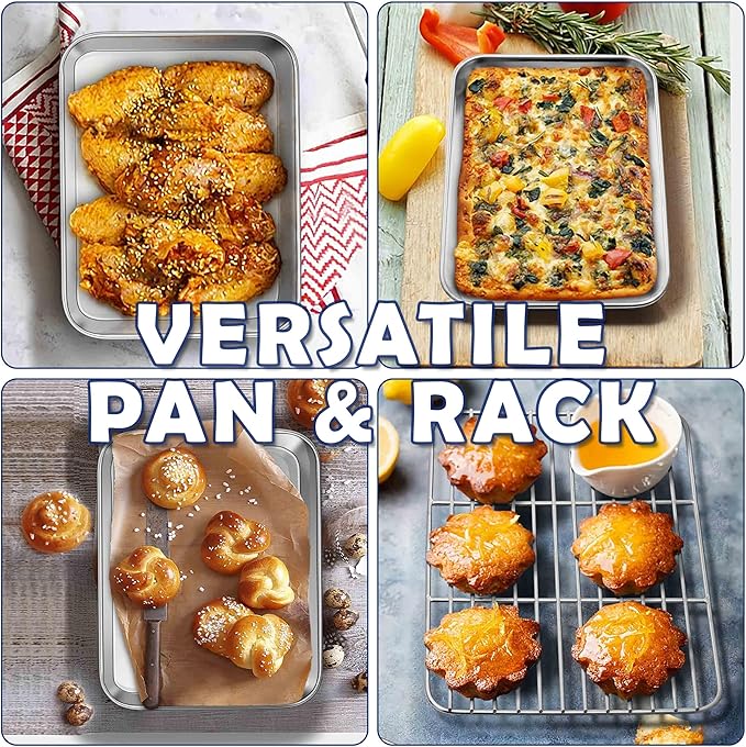 9 Inch Baking Sheet Pan with Rack Set, Joyfair Stainless Steel Toaster Oven - Image 7