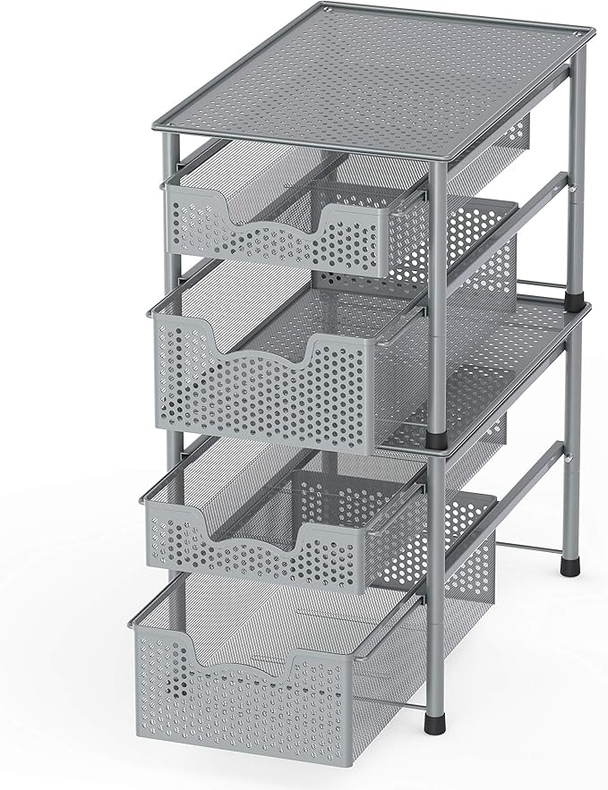 Simple Houseware Stackable 2 Tier Sliding Basket Organizer Drawer - Image 4