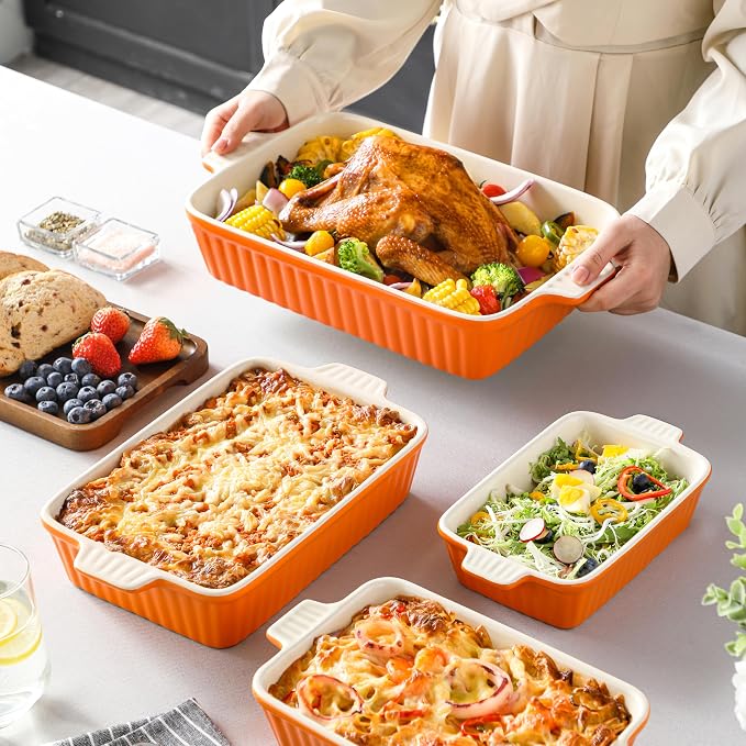 MALACASA Bakeware Set of 4, Porcelain Baking Pans Set - Image 7