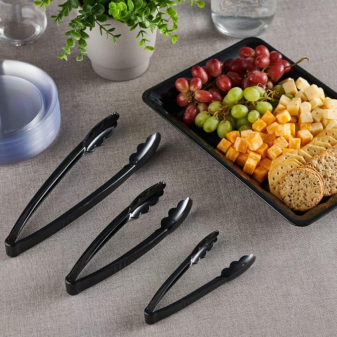 Plasticpro Heavy Duty Reusable Black Serving Tongs Combo Set - Image 2