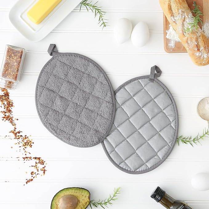 DII Basic Terry Collection Quilted 100% Cotton, Oval Potholder, 2 Piece - Image 4
