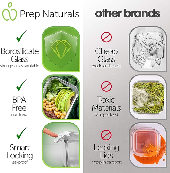 Prep Naturals Glass Meal Prep Containers - Image 4