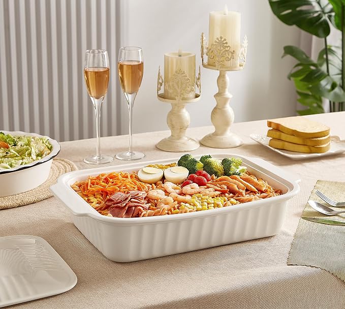 Large Baking Dish with Lid, 5.5 Quart Lasagna Pan with Lid, 13.5x9 inch Ceramic - Image 3