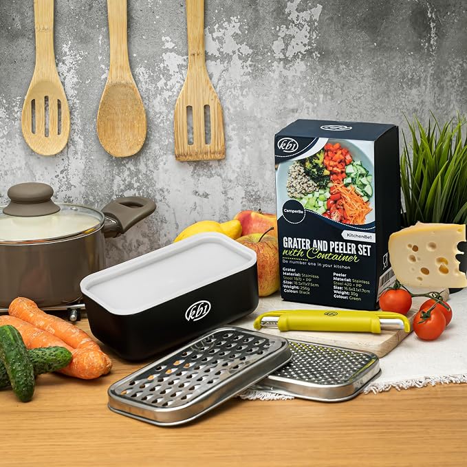 Cheese Grater with Container and Lid & Peeler Set - Image 3
