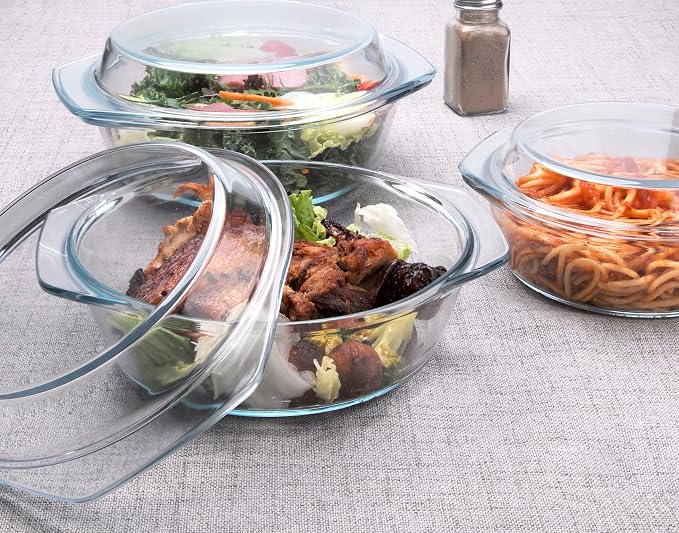 Set of 6 Pieces Round Tempered Glass Casserole Dish - Image 4