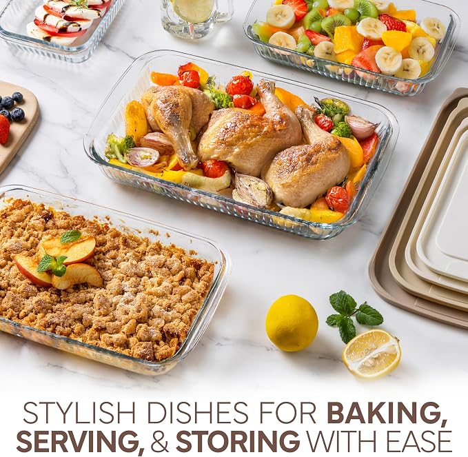COOK WITH COLOR 8-Piece Deep Glass Baking Dish Set with Plastic Lids – - Image 4