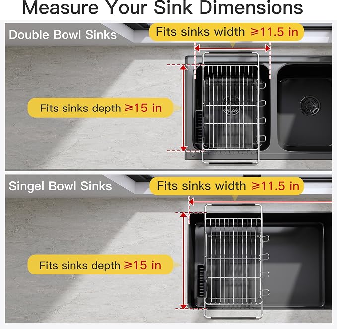 JASIWAY Dish Drying Rack in Sink, Expandable Stainless Steel Dish Drainers - Image 3
