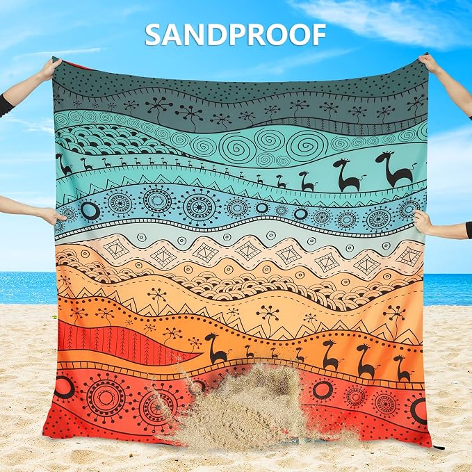 WIWIGO Beach Blanket Waterproof Sandproof Beach Mat 79" X 83"/10'x9'for 2-8 - Image 3