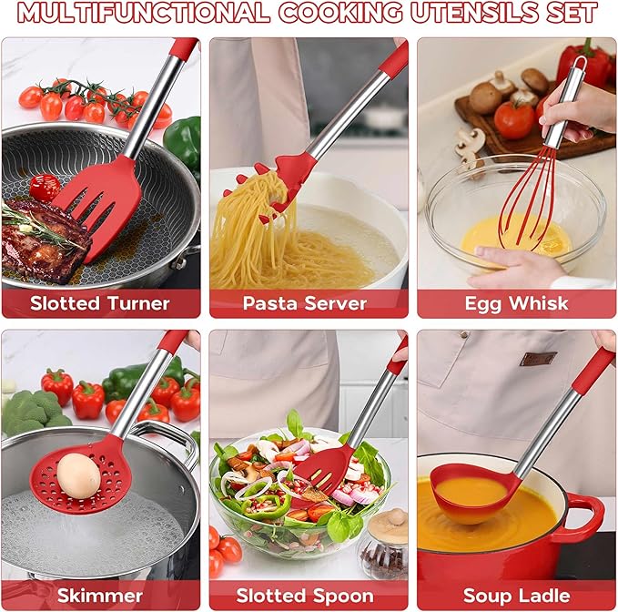 Onader 15 Pcs Silicone Cooking Utensils Set, Large Kitchen Gadgets Tools - Image 6