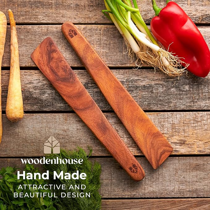 Wooden Spatula for Cooking Set of 2-12 Inch Teak Spatula for Non Stick Frying - Image 5