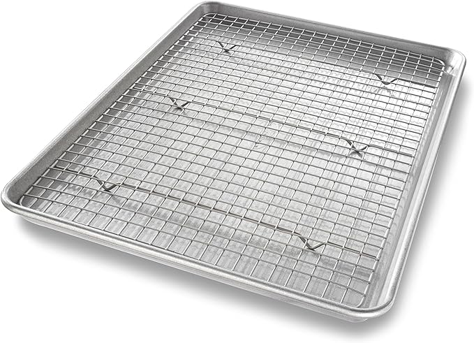 USA Pan Bakeware Half Sheet Baking Pan and Bakeable Nonstick and Cooling Rack by USAPan
