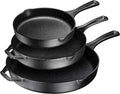 Bruntmor 8, 10 and 12 Inch Pre-Seasoned Frying Pan Set of 3, Oven Safe Skillet by Bruntmor