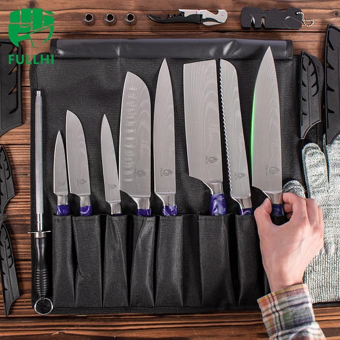 FULLHI Knife Set with Magnetic Knife Block Holder, German Stainless Steel chef - Image 6