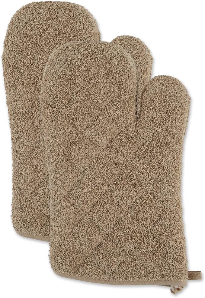 DII Basic Terry Collection 100% Cotton Quilted, Oven Mitt, 2 Piece by DII