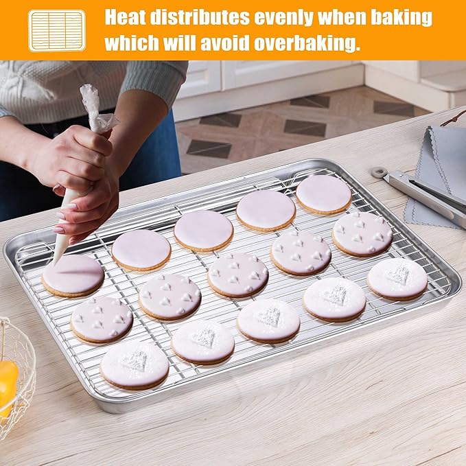 Homikit Baking Sheet with Rack, Big Bacon Baking Tray with Cooling Rack - Image 4
