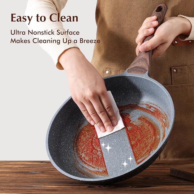 SENSARTE Nonstick Frying Pan Skillets, Swiss Granite Coating Omelette Pans - Image 3