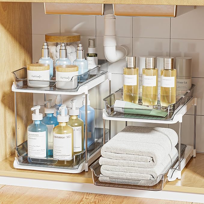 Delamu 2-Tier Multi-Purpose Bathroom Under Sink Organizers and Storage - Image 8