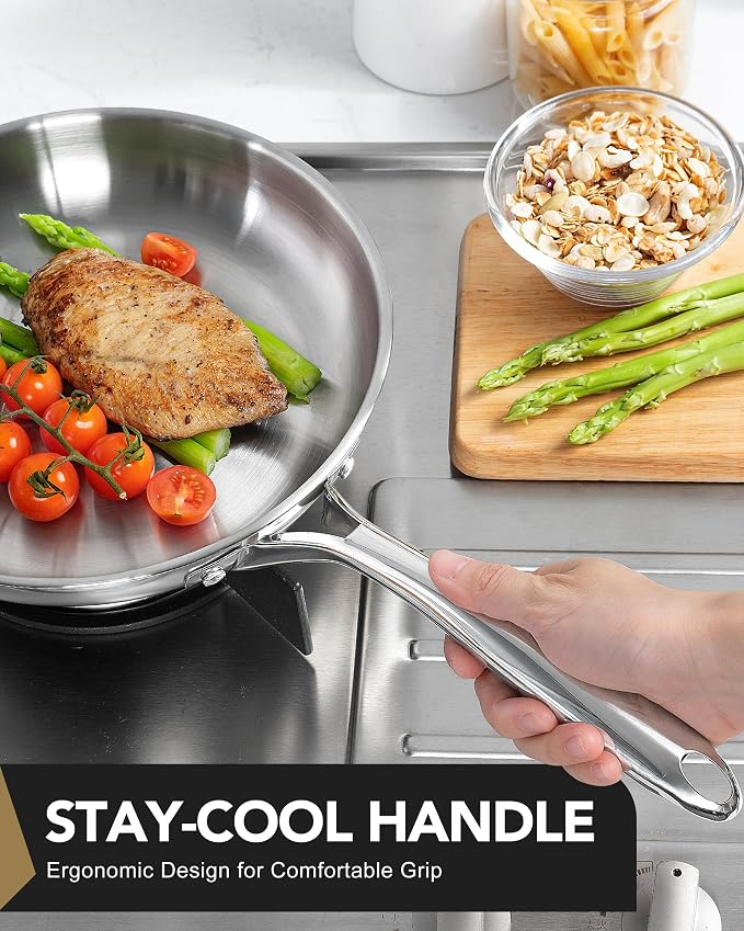 MICHELANGELO Stainless Steel Frying Pan Set, Stainless Steel Skillet - Image 4
