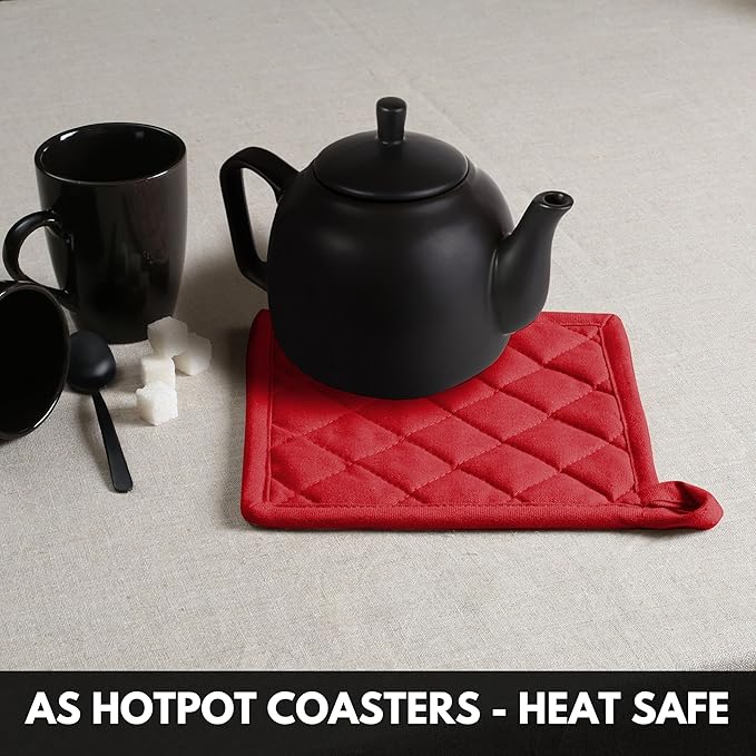 Oven Mitt + Pot Holder 100% Cotton Heat Resistant Kitchen Oven Gloves & Hot Pads - Image 6