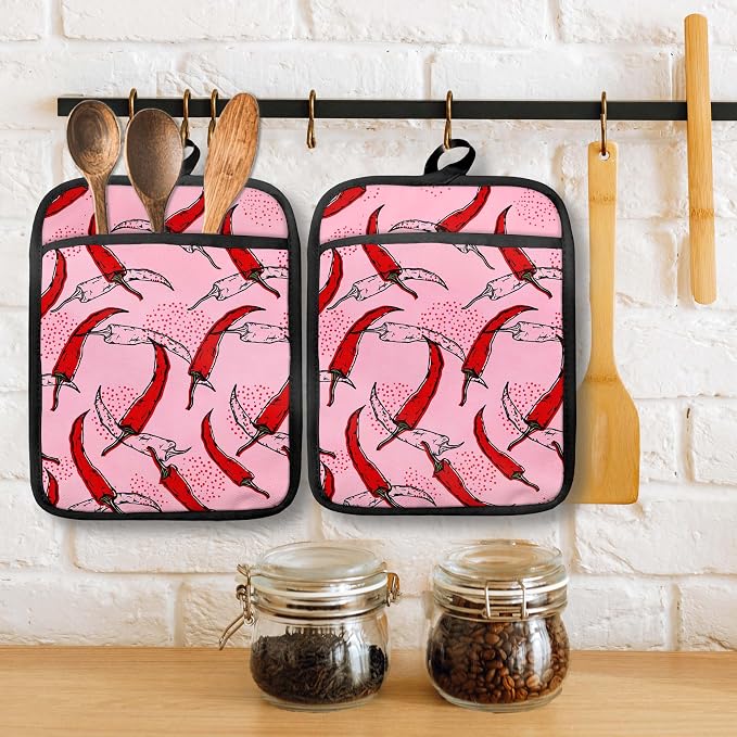 Pink Pepper Kitchen Pot Holders - Image 3