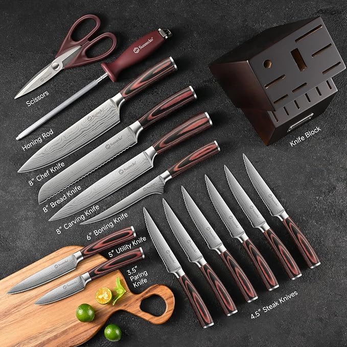 Sunnecko Knife Set with Block and Sharpener - Image 5