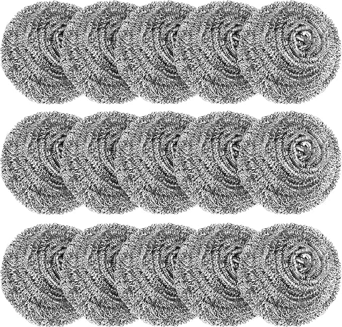 15 Pack Steel Wool Scrubber, Metal Kitchen Scrubbing Sponges, Dishwashing - Image 8
