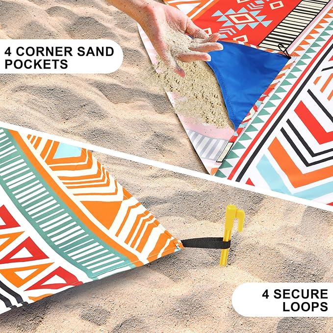 HIHOHO Beach Blanket Waterproof Sandproof Extra Large Beach Mat 79" X - Image 2