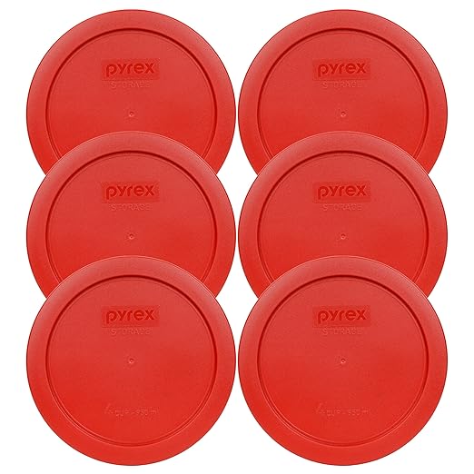 Pyrex 7201-PC 4 Cup Poppy Red Food Storage Replacement Lids by Pyrex