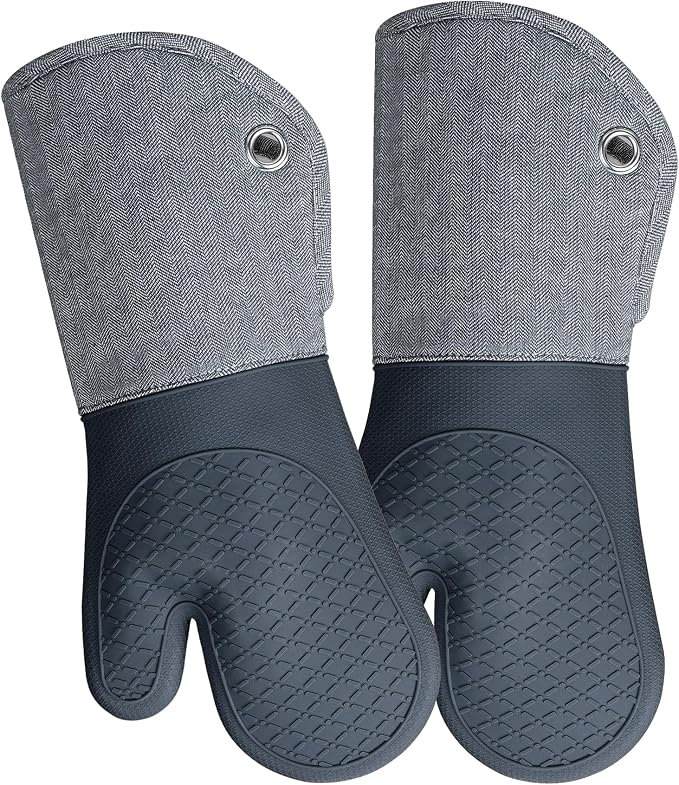 Professional Microwave Silicone Oven Mitts one Pair, Kitchen Mitten Set by REDLMLDETA