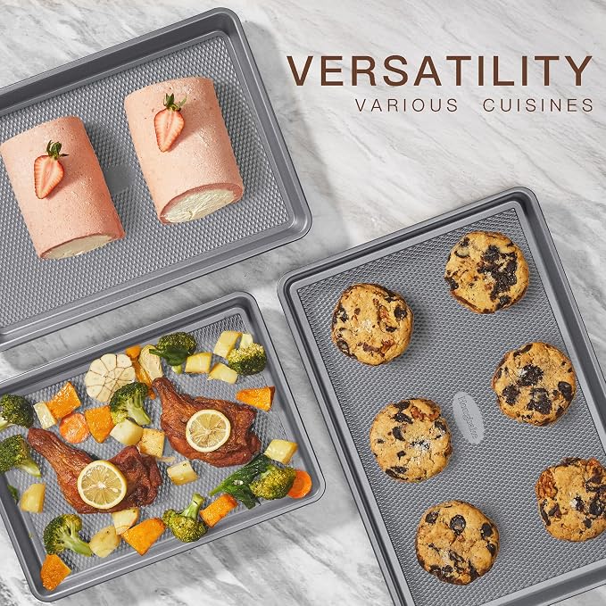 HONGBAKE 3 Pack Nonstick Ceramic Baking Sheet Pan Set - Image 7