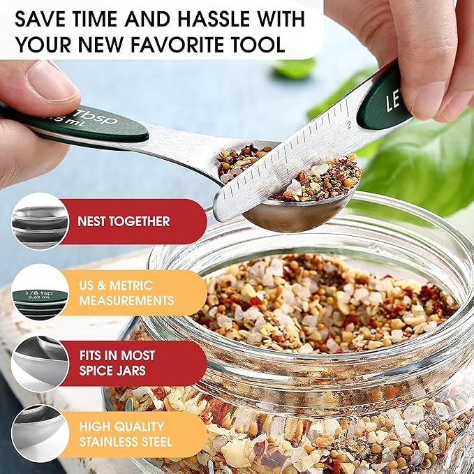 Spring Chef Stainless Steel Magnetic Measuring Spoons Set of 8 - Image 5
