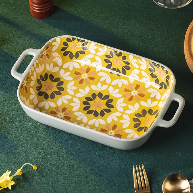 ONCCI Ceramic Baking Dish Set, 2-Piece Hand-painted Porcelain Rectangular - Image 8