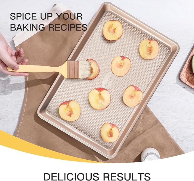 HONGBAKE 3 Pack Gold Nonstick Baking Sheet Pan Set - Image 9