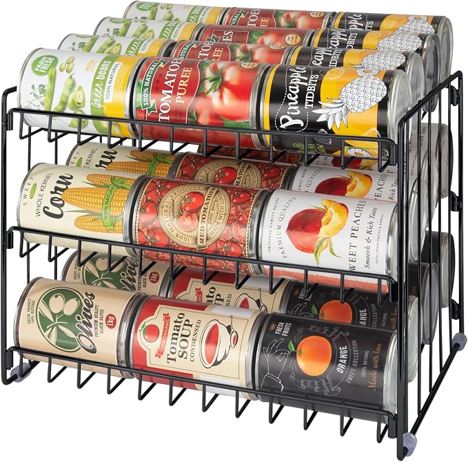 Kitchen Details 3 Tier Can Storage Organizer Rack in Black - Image 4
