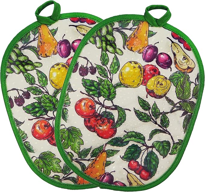 Pot Holders Set of 2 with Transparent Clear Silicone Shell and Nice Fruit by REDLMLDETA