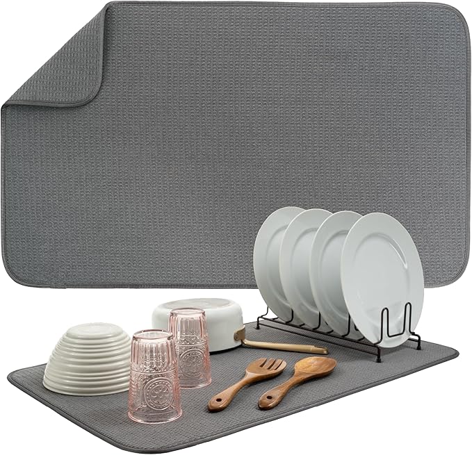 S&T INC. Dish Drying Mat Jumbo, 18” x 30”, Absorbent Microfiber Kitchen Counter by STINC