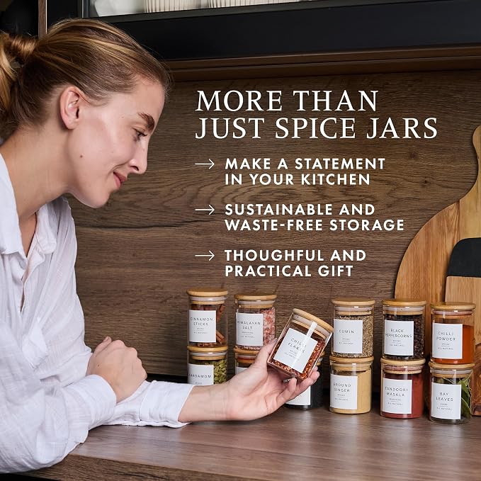 Glass Spice Jars with Labels-12 Pack- 6.8oz- 360 Labels- Spice Containers with - Image 5