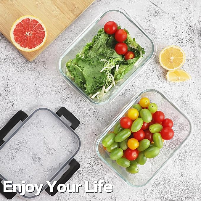 8 Pack 36oz Large Glass Meal Prep Containers - Image 2