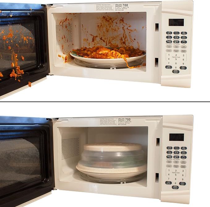 Handy Gourmet Beige Eco-Collapsible Splatter Shield-Keeps Microwave Clean - Image 4