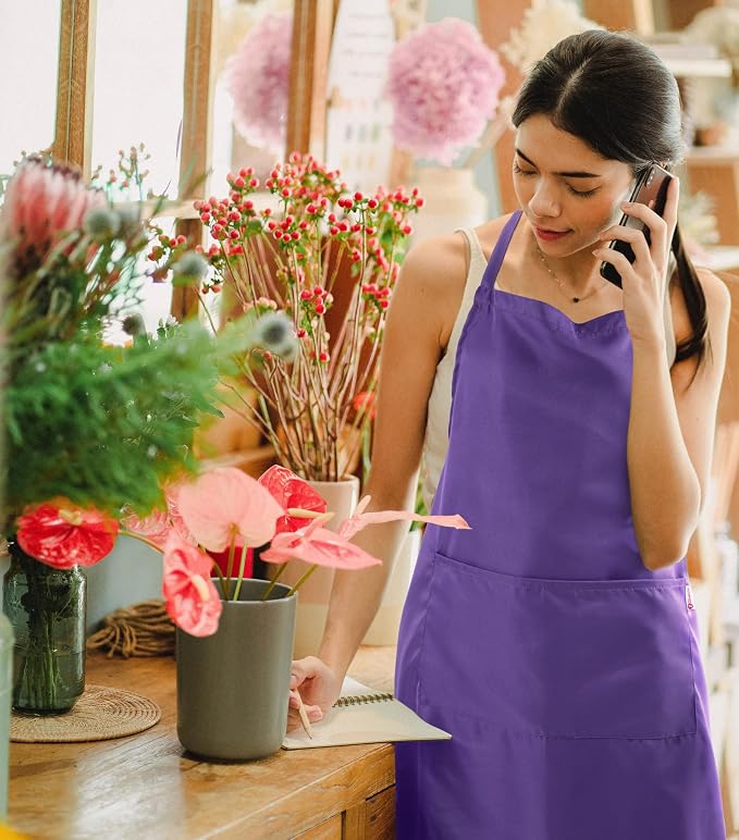Purple Apron for Women with Pockets | Lightweight and Adjustable Womens Apron - Image 4