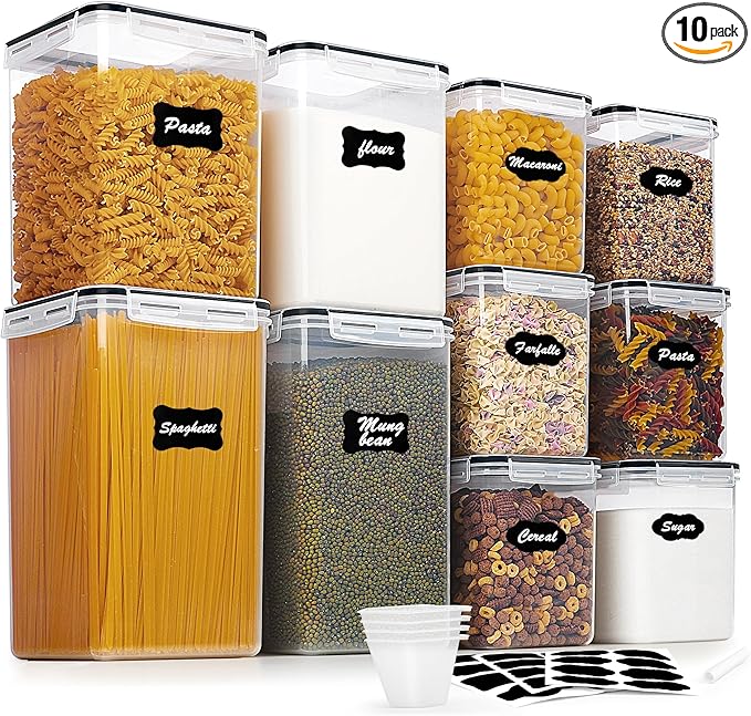 Vtopmart 10 PCS Flour and Sugar Storage Container, Large Airtight Food Canisters by Vtopmart