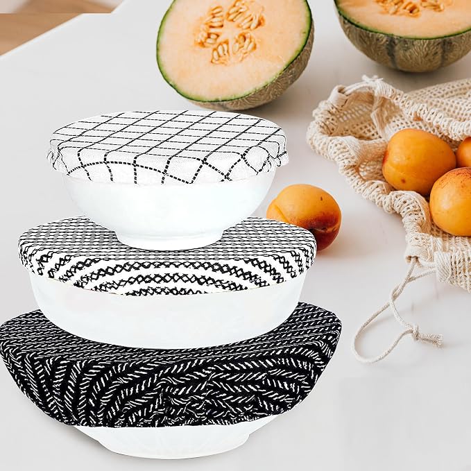 10Pcs Reusable Bowl Covers In 5 Size, Stretch Cloth Fabric Dish Cover Kitchen - Image 4