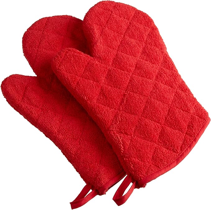 DII Basic Terry Collection 100% Cotton Quilted, Oven Mitt, 2 Piece by DII