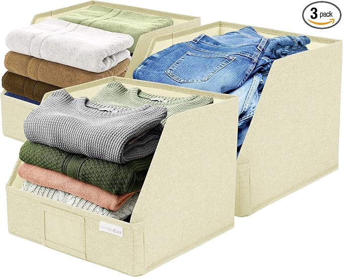 VIVIDECOR Open Front Trapezoid Closet Bins 12x12x10 – Closet Shelf Organizer by VIVIDECOR