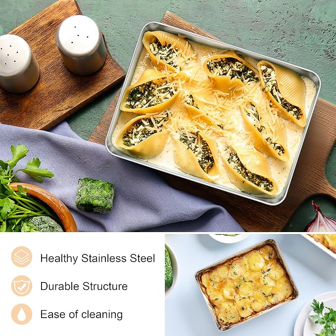 E-far Mini Toaster Oven Tray, 9.4”x7.3” Stainless Steel Baking Cookie Sheet - Image 4