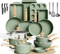 DishDelight Green Pots and Pans Set Non Stick, 30 Piece Induction Kitchen by DishDelight