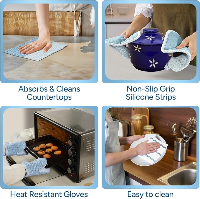 Casa Platino Silicone Oven Mitts Set, 8-Piece – 500°F Heat Resistant Mini Oven - Image 6